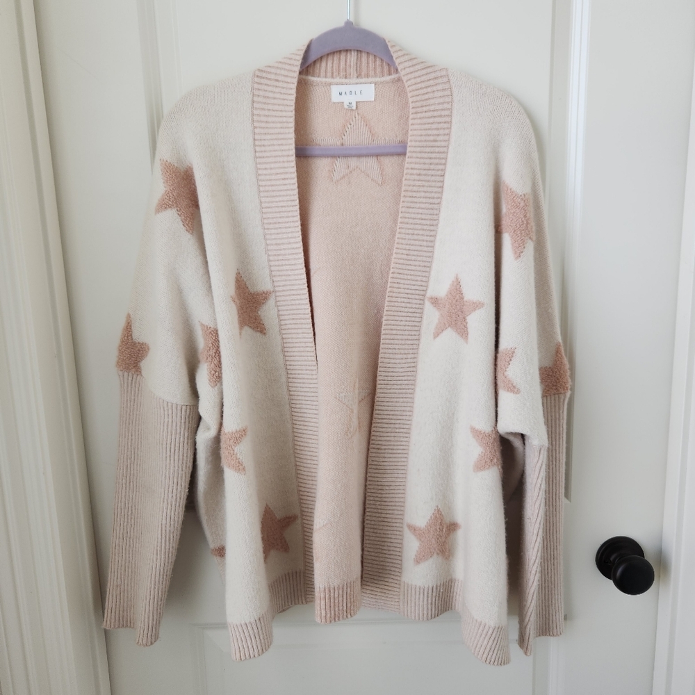 Pink and Cream Cozy Star Cardigan